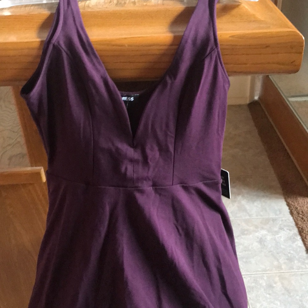 Eggplant colored Express tank style skater dress